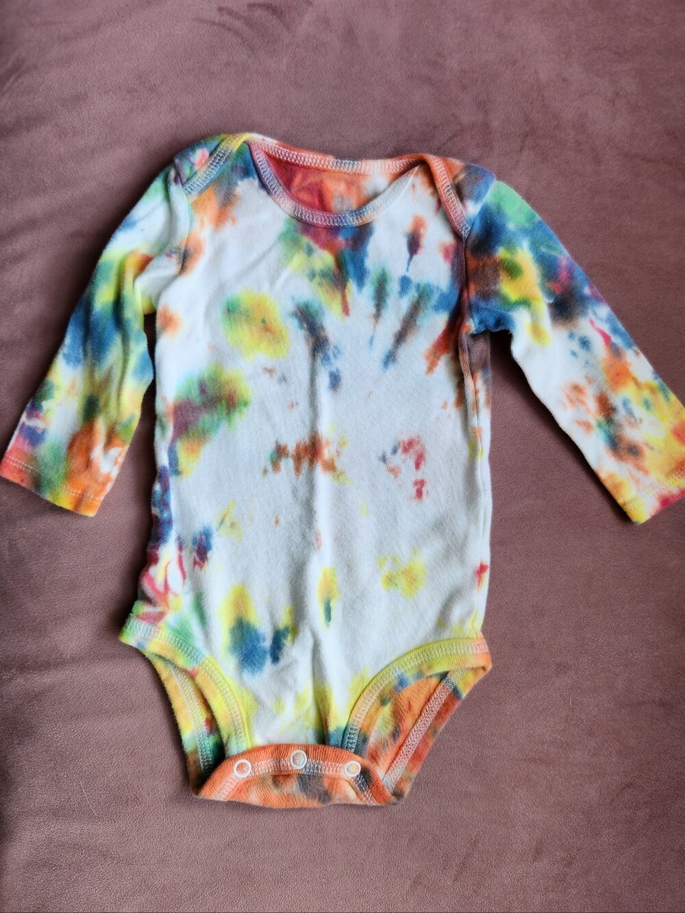 Tie-Dye Long Sleeve Baby Onesie - Multicolor, Just On You, 9 Months